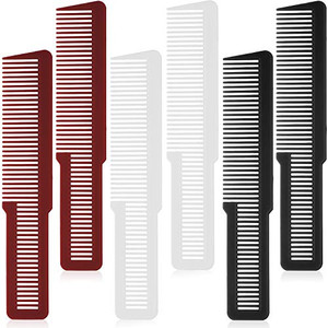 Patelai 6 Pieces Clipper Barber Comb Professional Flat Top Combs for Stylists and Barbers(Black, White and Red)