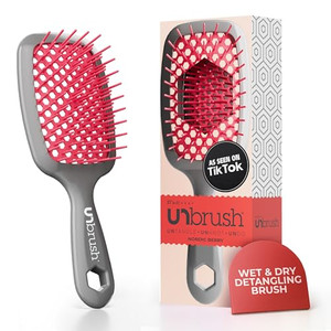 FHI Heat UNbrush Detangling Brush for Pain-Free Brushing on All Wet or Dry Hair Types  Durable DuoFlex Anti-Static Bristles, Lightweight Handle, Ven