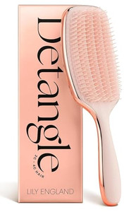 Lily England Detangling & Styling Brush - Pain-Free Brush for Curly Wet & Dry Hair With Flexible Bristles - Easy to Hold Rose Gold Brush for Women's