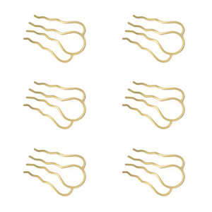 6 Pieces 4 Teeth Hair Combs Pins Brass Hair Fork Clips Hair Bun Plug Holder Hairside Comb Clip for Women, Small 46 x 26mm, Golden
