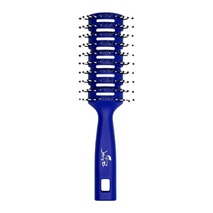 JOHNNY B. Professional Vented Hair Brush for Blow Drying & Detangling, Ball-Tipped Small Bristles, Grooved Handle (Blue)