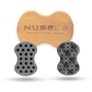 Nudred Wooden Interchangeable Hair Sponges for Black Men & Women With Afro, Natural Hair, Twisting & Curl Sponge Hair Brush, Large and Small Holes fo
