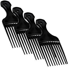 Plastic Hair Pick Comb  Wide Tooth Afro Lift Picks - Pack of 4 Combs - 5.25 Inch - for Styling Lifting Detangling Adding Volume for Long Curly and T