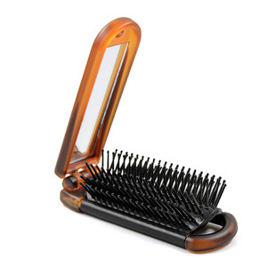 Travel Hair Brush for Women, Mini Folding Hair Brush for Wet & Dry, Ultrasoft Small Pocket Mirror Brush for All Hair Types