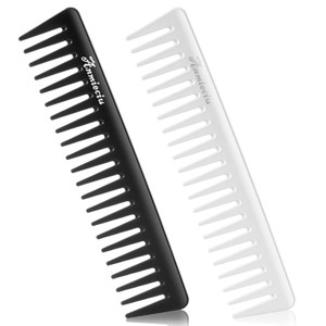 2Pcs Wide Tooth Comb and Large Hair Detangling Comb,Suitable in all Types, Anmieciu Advanced Care Styling Hair Comb. (Black, White)