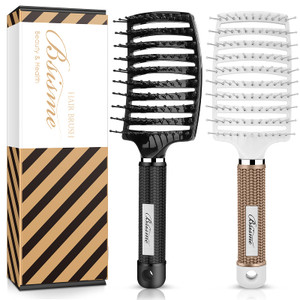 Hair Brush Set, Curved Vented Detangling Hair Brushes for Women Men Kids, Professional Vent Styling Brush for Wet Dry Curly Thick Straight Hair Fast