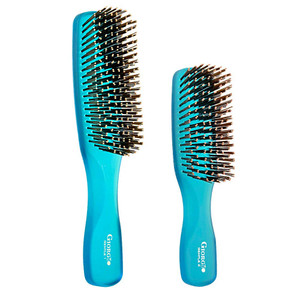 Giorgio GION1-2B Neon Blue Set of 2 Gentle Touch Detangler Hair Brush for Men and Women. Soft Bristles for Sensitive Scalp. Wet and Dry for all Hair