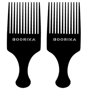 Boorika Afro Hair Pick Comb for Women & Men, 7.5 In Smooth Sturdy Wide Tooth for Detangling & Styling - Pack of 2