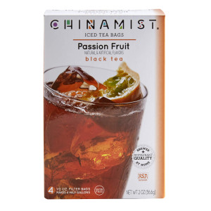 China Mist Iced Tea  Passion Fruit Black Tea Infusion  Refreshing and Delicious  Each Tea Bag Yields 1/2 Gallon  4 bags