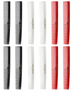 Allegro Combs 420 Barber Comb Set for Hair Stylists - Hair Cutting Pocket Combs in Black, Red, and White (12 Pack)
