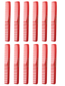 Allegro Combs #400 Barber Combs  12 Pack Professional Hair Cutting and All-Purpose Combs for Barbers and Stylists  Made in USA (Red)