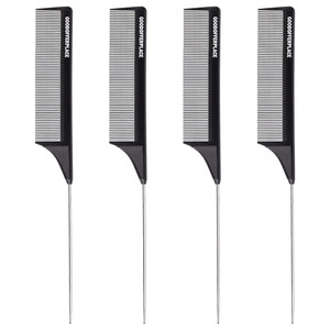 Goodofferplace 4 PCS Rat Tail Combs Parting Rattail Combs Teasing Fine Tooth Comb with Metal Pick for Curly Hair,Detangling Combs for Women,Parting C