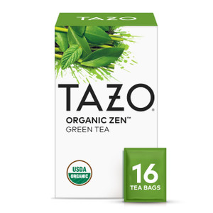 TAZO Organic Zen Green Tea, Caffeinated Tea with Refreshing Lemongrass & Spearmint, 16 Total Bags
