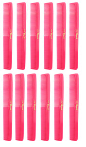 7 inch All Purpose Hair Comb. Hair Cutting Combs. Barbers & Hairstylist Combs. Neon Pink 1 DZ