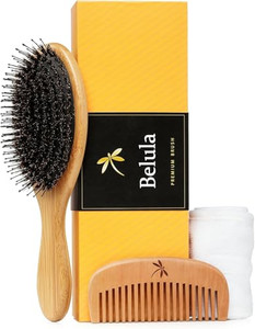 Premium Boar Bristle Hair Brush for Thick Hair Set. Hairbrush for Women With Thick, Long or Curly Hair. Restores Hair's Shine and Health. Comb, Trave