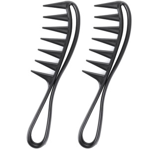 WLLHYF 2 Piece Wide Tooth Comb Curling Shark Combs Hair Styling Accessories Professional Salon Afro Coarse Comb Anti-Static Durable Hairdressing Tool