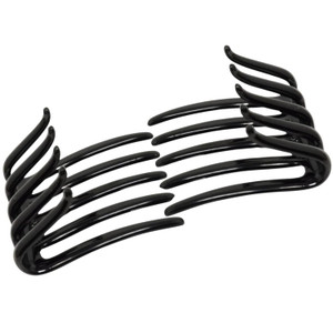 Parcelona French Crab Interlocking Glossy Black Medium 2 1/4" Celluloid Interlocking No Slip Ponytail Updo Clips Flexible Sturdy Hold Hair Clips Side