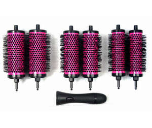 LIGICKY Blowout Brush Set with Detachable Barrels Round Brushes Hair Styling Tool, 1 Handle 6 Barrels, Small Medium Large Pink