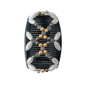 FXQHAN Stretch Combs For Girl, Magic Beading Hair Comb-Double Clips Hair Styling Accessories for Women Girls Hair Beauty (White)