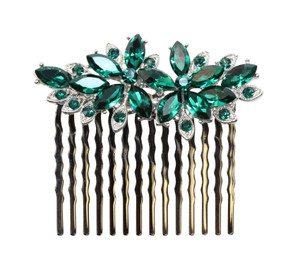 Faship Gorgeous Green Rhinestone Crystal Floral Hair Comb