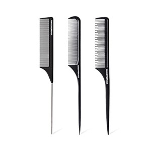 Goodofferplace 3PCS Hair Rat Tail Combs Parting Rattail Combs Teasing Fine Tooth Comb Metal Hair Pick Detangling Combs Set for Women,Girls(Black)