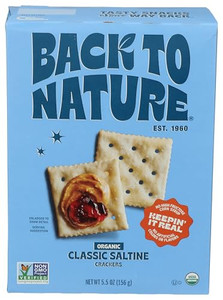 Back to Nature Organic Saltine Crackers, Non-GMO, Vegan Friendly Snack Cracker, Made with Wheat Flour & Sea Salt, Snack Happy, 5.5 oz Box