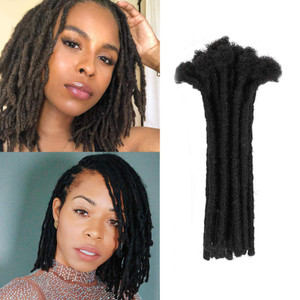 WacanDan Dreadlock Extensions, 8inch Human Hair, 30 Strands, Natural Black, Handmade Solid Color Crochet Loc Extensions, 0.6cm Width, Hair Extension
