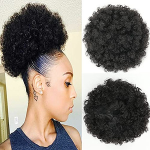 THEMIS HAIR Afro Puff Drawstring Ponytail For Black Women, High Puff Drawstring Short Ponytail Bun For Short Natural Hair, Afro Kinky Curly Ponytail