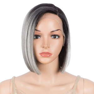 DÉBUT Lace Front Wigs for Black Women Bob Wigs for White Women Synthetic Wig 9.5" 120g Natural Straight Swiss Lace Heat Resistant Fibers Half Hand Ti