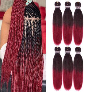 Liang Dian Pre-Stretched Braiding Hair 22 inch 6 packs Hot Water Setting Synthetic Hair Crochet Braiding Hair Extension (IB/Bug)