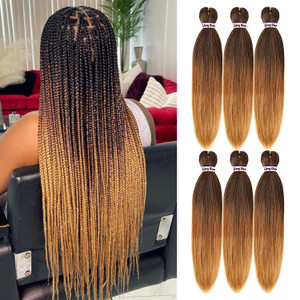 Liang Dian Pre-Stretched Braiding Hair 22 inch 6 packs Hot Water Setting Synthetic Hair Crochet Braiding Hair Extension (1B/30/27)