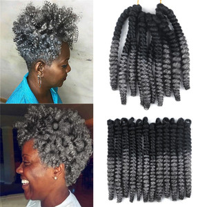 Haolocs 3 Packs Saniay Curl Crochet Braids Short Crochet Braiding Bouncy Twist Spiral Curls Jamaican Twist Hair Extensions 20 Strands/Pack (Tgrey, 6