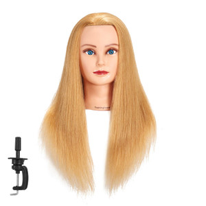Traininghead 24"-26" 100% Human hair Mannequin head Training Head Cosmetology Manikin Head Doll Head with free Clamp (Golden)