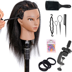 Mannequin Head Human Hair 16", Manikin Head with 100% Human Hair,Cosmetology Mannequin Head practice kit Doll head hair styling,for Braiding Hairdres