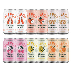 OLIPOP - The Sampler, 6-Flavor Soda Variety Pack, Healthy Soda, Prebiotic Soft Drinks, Supports Digestive Health & Gut Health, High Fiber, Low Calori