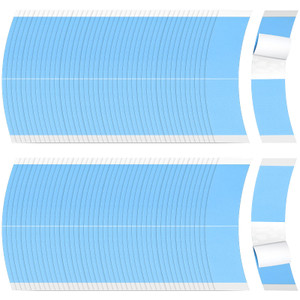 Maitys 120 Pieces Lace Front Wig Tape Double Sided Adhesive Waterproof C-Shaped for Long Short No Hair Wigs Toupees Pieces and Extension(Blue)