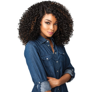 Sensationnel Curls Kinksandco Lace Wig - The Show Stopper Wide Lace Part Wig with Natural Preplucked Hairline for Natural 3C to 4C Hair Textures (1B