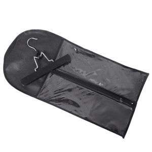 Hair Extensions Storage Bag with Hair Extensions Hanger Portable Wig Storage Bag Dust-proof Wig Bag (Black)