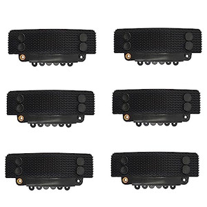 YTBYT 6 Pcs Stickable Wig Clips U-Shape Snap Clip 32mm 6-Teeth Hair Extensions Clips for Fixed Wig Windproof Strap (Black)