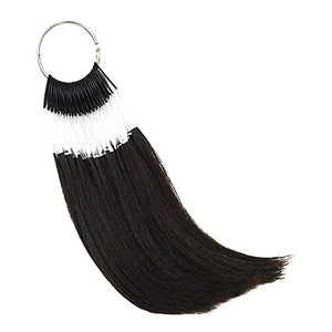 30 strands/set 100% Human Hair Swatches Testing Color Rings for Human Hair Extensions and Salon Hairdressing Hair Dyeing Sample (Black)