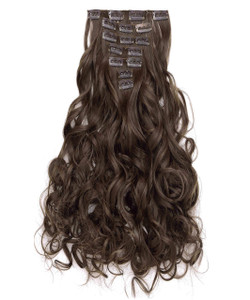 OneDor® 20" Curly Full Head Clip in Synthetic Hair Extensions 7pcs 140g (8#-Medium Ash Brown)