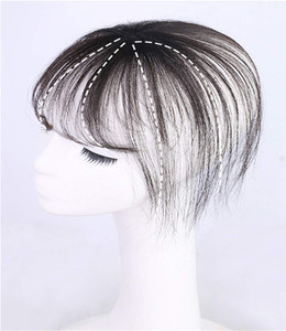 RemeeHi Human Hair Bangs with Top Piece Clip in Seamless Topper&Fringe Extension Hand Made Dark Brown