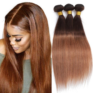 10" 12" 14" Ombre Straight Hair 3 Bundles 300g 100% Unprocessed Virgin Brazilian Remy Hair 12A Straight Human Hair Bundles 2 Tone T4/30 Human Hair We