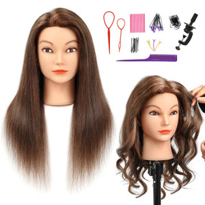 SOPHIRE 20-22 inches 100% Real Human Hair Mannequin Head, Hairdressers' Practice Training Head and Cosmotology Doll Head for Hairstyling and Braid -