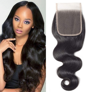 DMS Body Wave Human Hair Lace Closure 4x4 Free Part Swiss Lace Closure 12A Brazilian Virgin Hair Top (12 Inch)