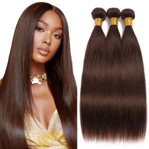 Chocolate Brown Bundles Human Hair Brazilian Straight Hair Extensions Sew In 9A Grade Virgin 100% Unprocessed Remy Human Hair Weave Extensions (Strai