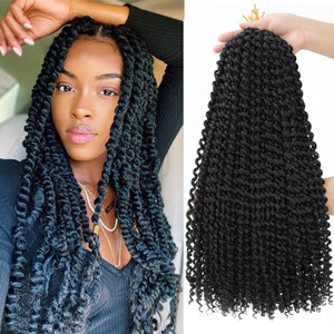 Dansama 7 Packs Passion Twist Hair Water Wave Braiding Hair for Butterfly Style Crochet Braids Bohemian Hair Extensions (22inch (Pack of 7), #1B)