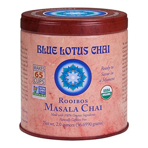 Blue Lotus Chai - Rooibos Flavor Masala Chai - Makes 65 Cups - 2 Ounce Masala Spiced Chai Powder with Organic Spices - Instant Indian Tea No Steeping
