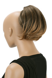 CAISHA Bun Hairpiece Ponytail With Butterfly Clip Hair Bun Bridal Hairstyle Hepburn Bun Scrunchie Straight Brown Mix H411