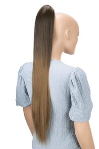 CAISHA 28" Extra Long Straight Ponytail Hairpiece Heat-resistant Synthetic Fibres Ombré Brown Brown H117